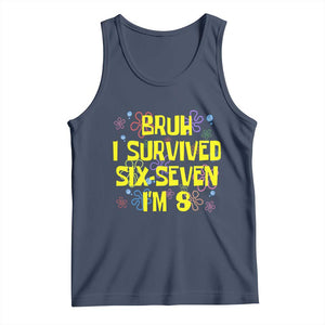 8th Birthday Tank Top Im 8 Year Old Bruh I Survived 67 Colorful Bubble Flower TS10 Navy Print Your Wear