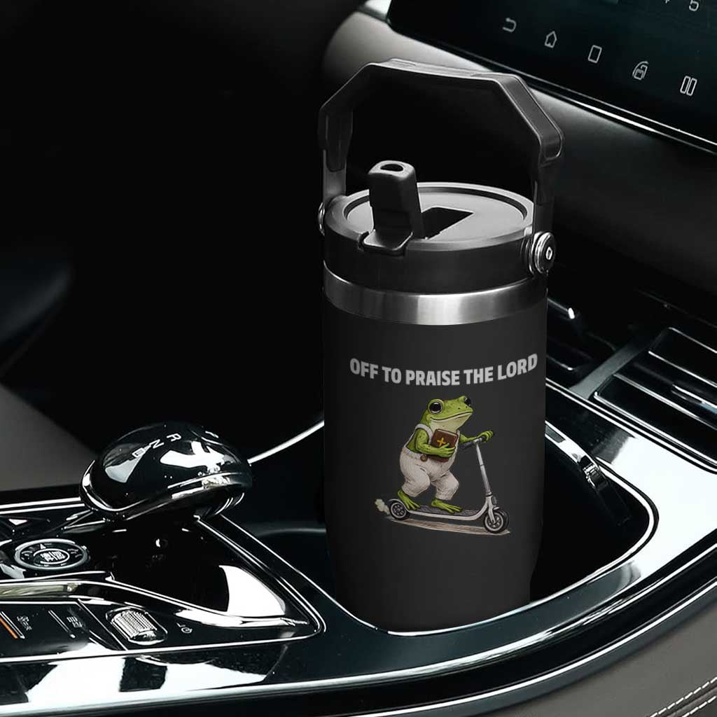 Funny Christian Frog Flip Straw Tumbler Off To Praise The Lord TS10 Print Your Wear
