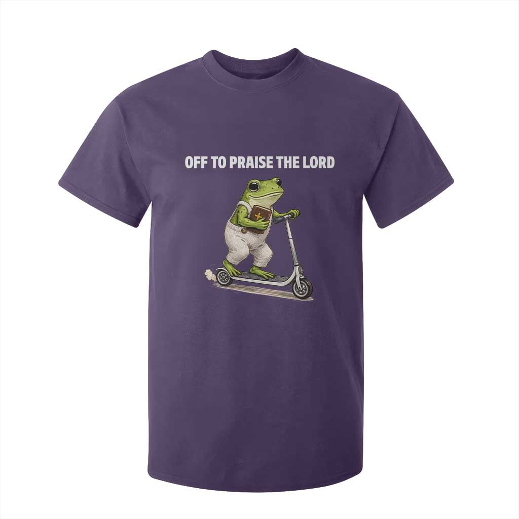 Funny Christian Frog T Shirt For Kid Off To Praise The Lord TS10 Purple Print Your Wear