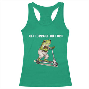 Funny Christian Frog Racerback Tank Top Off To Praise The Lord TS10 Irish Green Print Your Wear