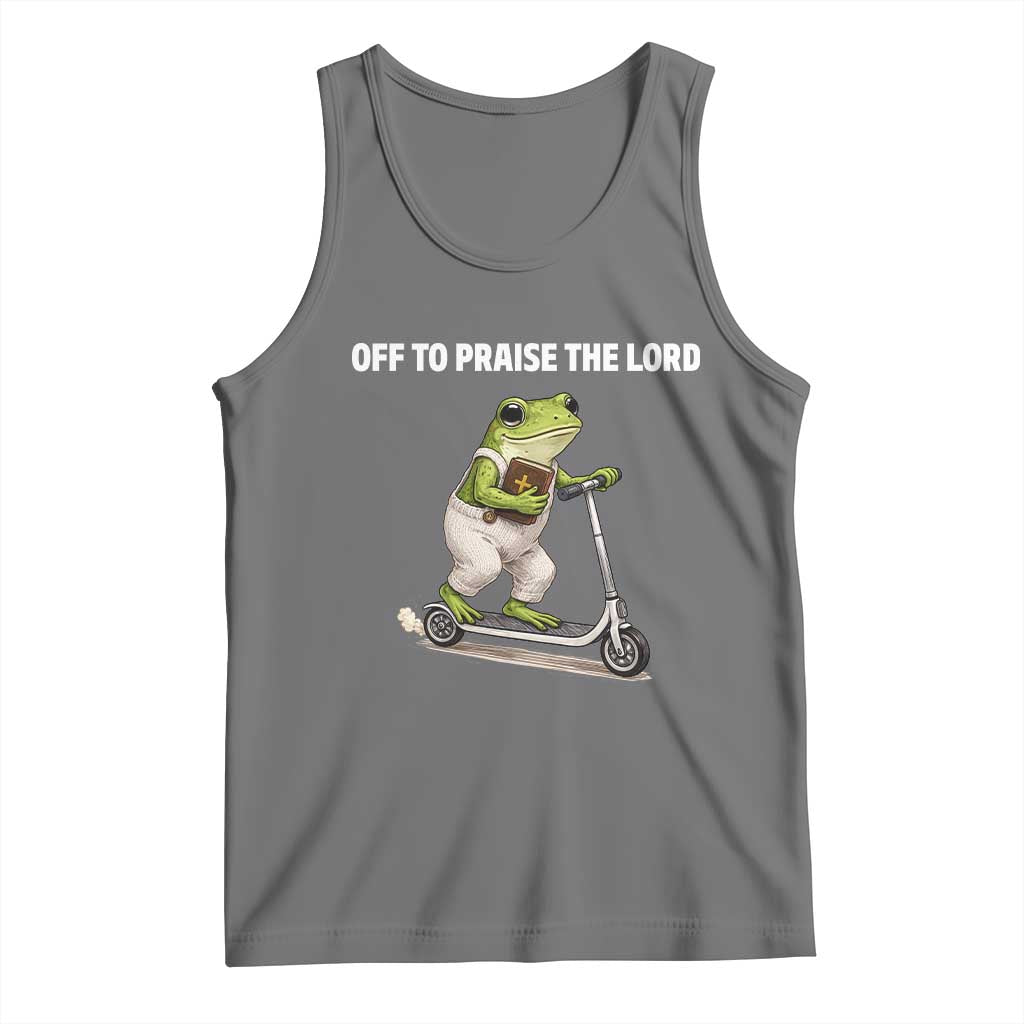 Funny Christian Frog Tank Top Off To Praise The Lord TS10 Black Heather Print Your Wear