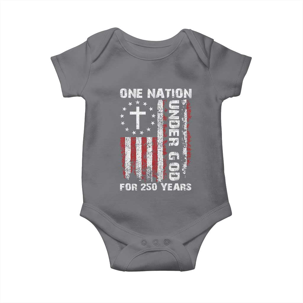 250 Years Anniversary Baby Onesie 250th Independence Day Freedom One Nation Under God US Flag TS10 Charcoal Print Your Wear