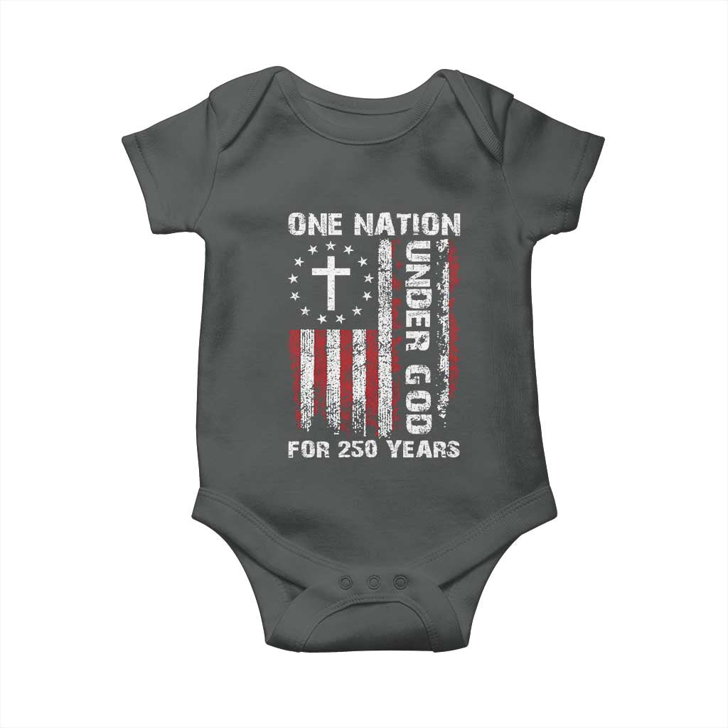 250 Years Anniversary Baby Onesie 250th Independence Day Freedom One Nation Under God US Flag TS10 Dark Heather Print Your Wear