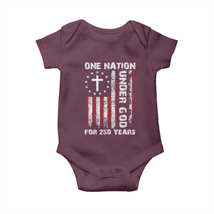 250 Years Anniversary Baby Onesie 250th Independence Day Freedom One Nation Under God US Flag TS10 Maroon Print Your Wear