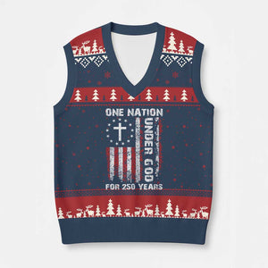 250 Years Anniversary V-Neck Knit Sweater Vest 250th Independence Day Freedom One Nation Under God US Flag TS10 Navy Red Print Your Wear