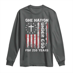 250 Years Anniversary Long Sleeve Shirt 250th Independence Day Freedom One Nation Under God US Flag TS10 Dark Heather Print Your Wear