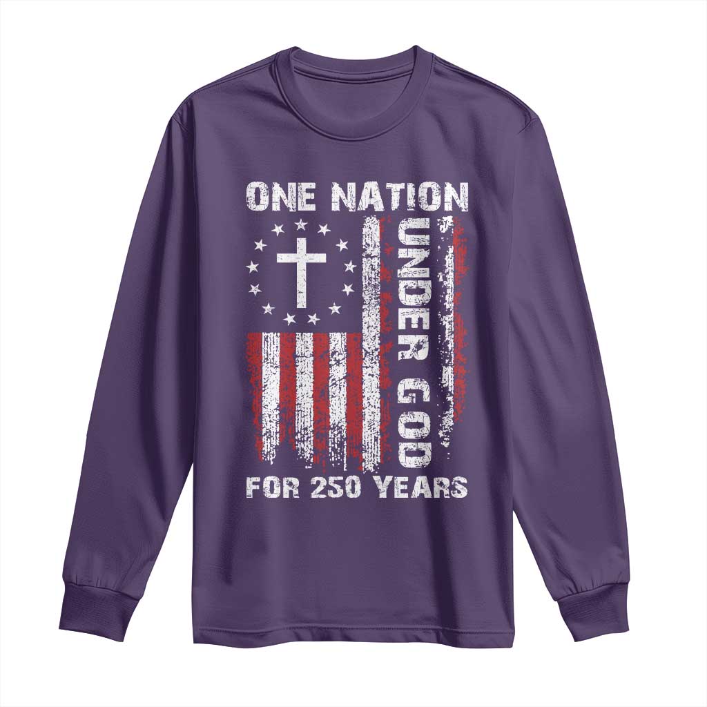 250 Years Anniversary Long Sleeve Shirt 250th Independence Day Freedom One Nation Under God US Flag TS10 Purple Print Your Wear