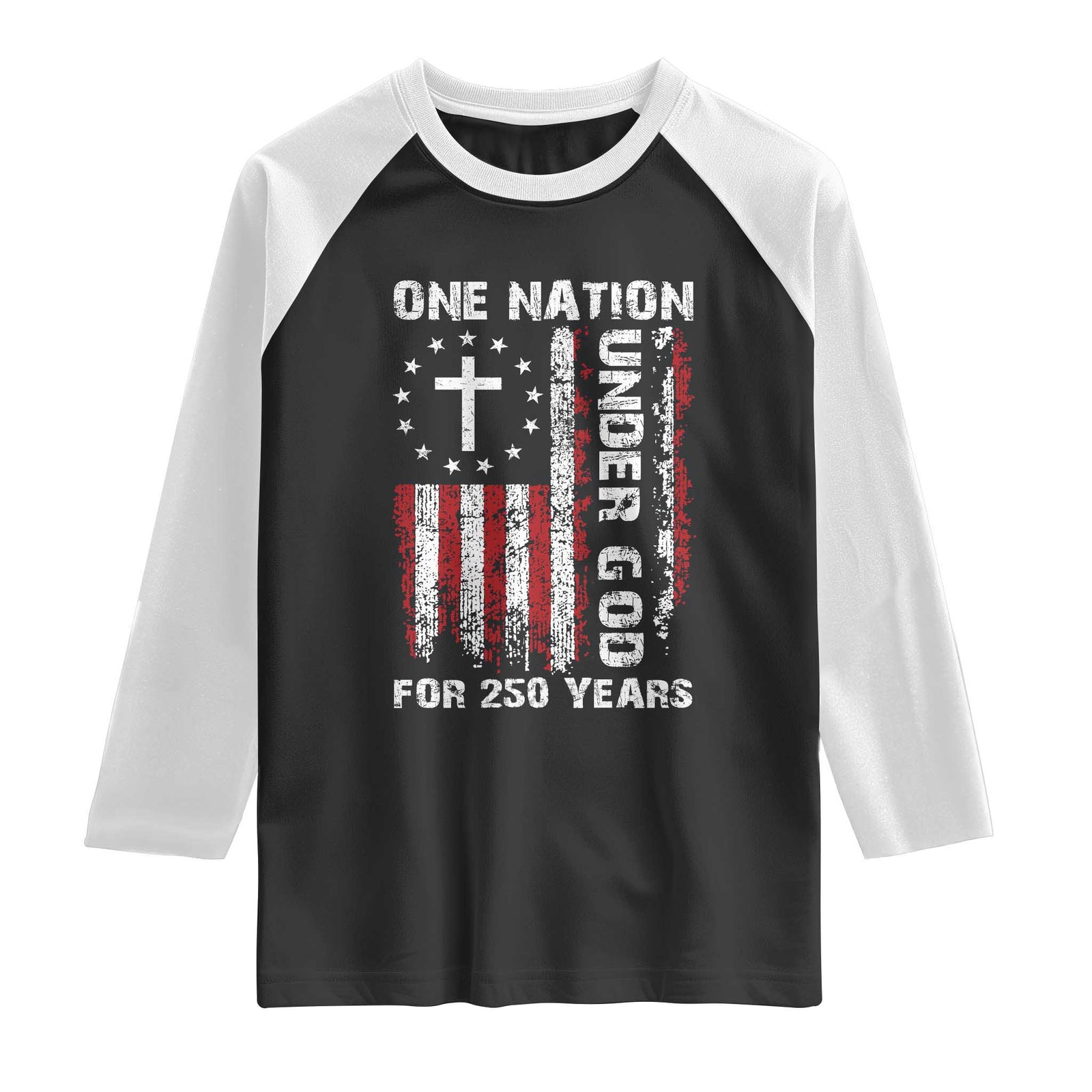 250 Years Anniversary Raglan Shirt 250th Independence Day Freedom One Nation Under God US Flag TS10 Black White Print Your Wear