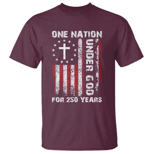 250 Years Anniversary T Shirt 250th Independence Day Freedom One Nation Under God US Flag TS10 Maroon Print Your Wear
