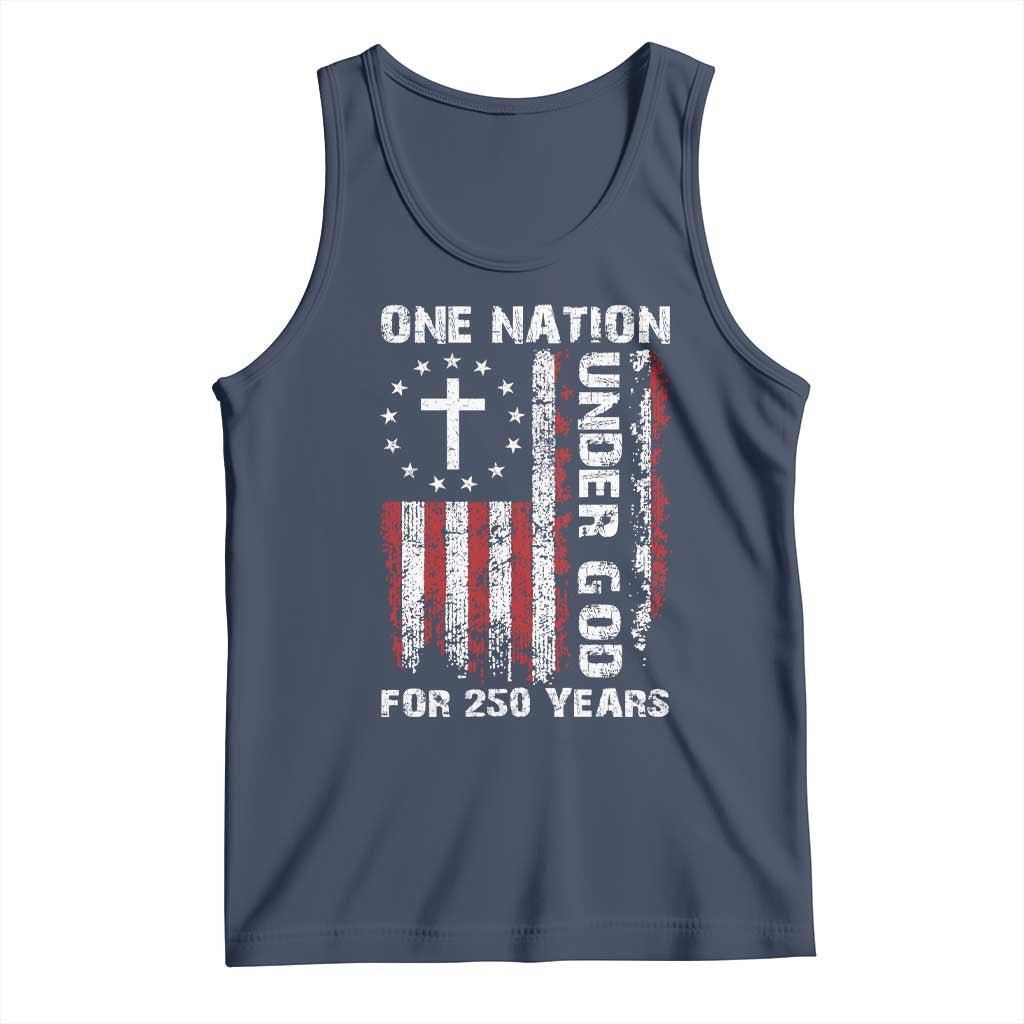 250 Years Anniversary Tank Top 250th Independence Day Freedom One Nation Under God US Flag TS10 Navy Print Your Wear