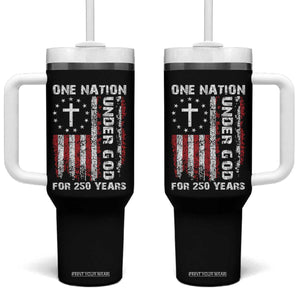 250 Years Anniversary Tumbler With Handle 250th Independence Day Freedom One Nation Under God US Flag TS10 One Size: 40 oz Black Print Your Wear