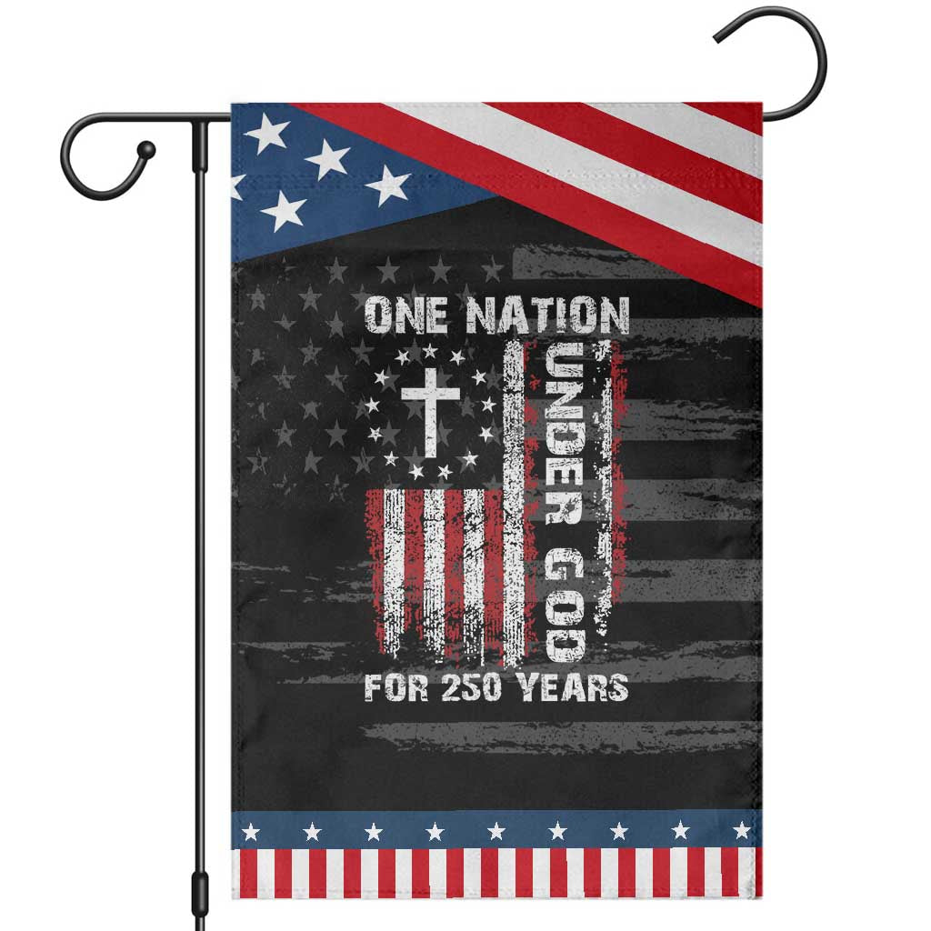 250 Years Anniversary Garden Flag 250th Independence Day Freedom One Nation Under God US Flag TS10 Distressed Black Blue Print Your Wear