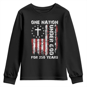 250 Years Anniversary Youth Sweatshirt 250th Independence Day Freedom One Nation Under God US Flag TS10 Black Print Your Wear
