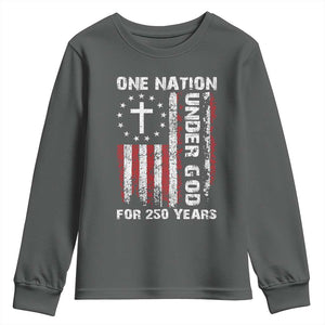 250 Years Anniversary Youth Sweatshirt 250th Independence Day Freedom One Nation Under God US Flag TS10 Dark Heather Print Your Wear