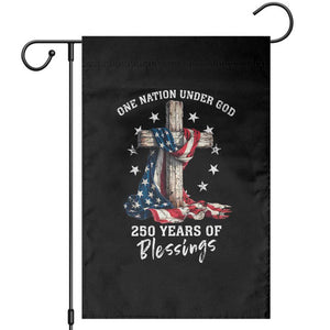 250th Anniversary USA Garden Flag One Nation Under God US 250 Flag Cross 4th Of July TS10 Black Print Your Wear