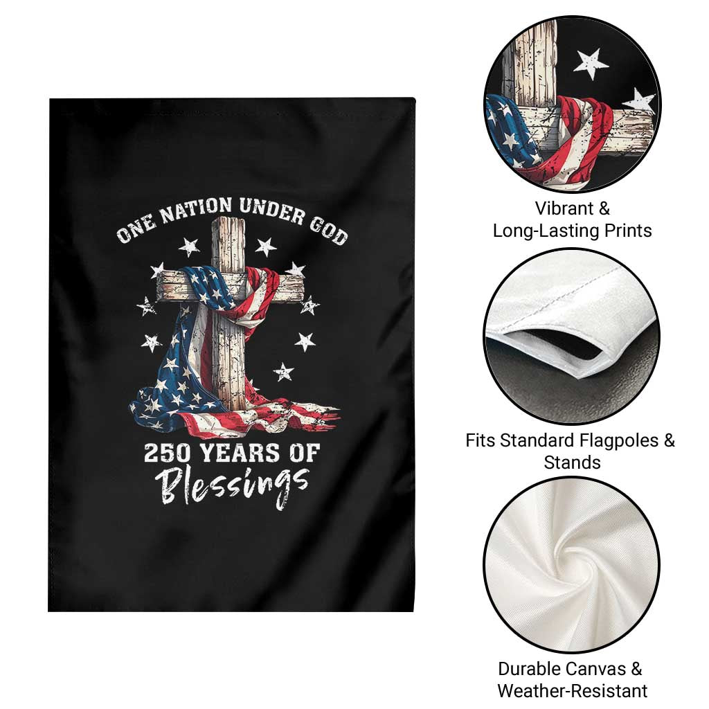 250th Anniversary USA Garden Flag One Nation Under God US 250 Flag Cross 4th Of July TS10 Print Your Wear