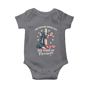 250th Anniversary USA Baby Onesie One Nation Under God US 250 Flag Cross 4th Of July TS10 Charcoal Print Your Wear