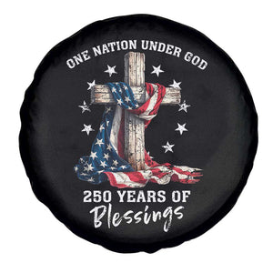 250th Anniversary USA Spare Tire Cover One Nation Under God US 250 Flag Cross 4th Of July TS10 Print Your Wear