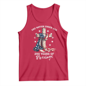250th Anniversary USA Tank Top One Nation Under God US 250 Flag Cross 4th Of July TS10 Red Print Your Wear
