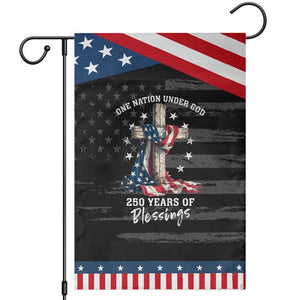 250th Anniversary USA Garden Flag One Nation Under God US 250 Flag Cross 4th Of July TS10 Distressed Black Blue Print Your Wear