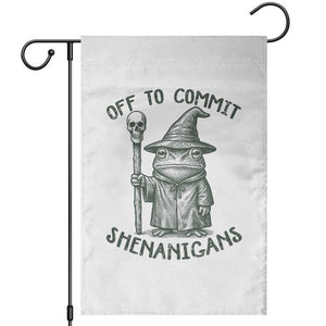 Wizard Frog Garden Flag Funny Off to Commit Shenanigans TS10 White Print Your Wear