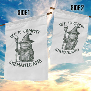 Wizard Frog Garden Flag Funny Off to Commit Shenanigans TS10 Print Your Wear
