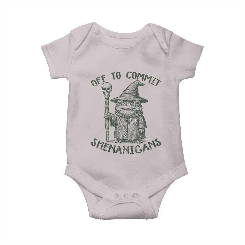 Wizard Frog Baby Onesie Funny Off to Commit Shenanigans TS10 Ice Gray Print Your Wear