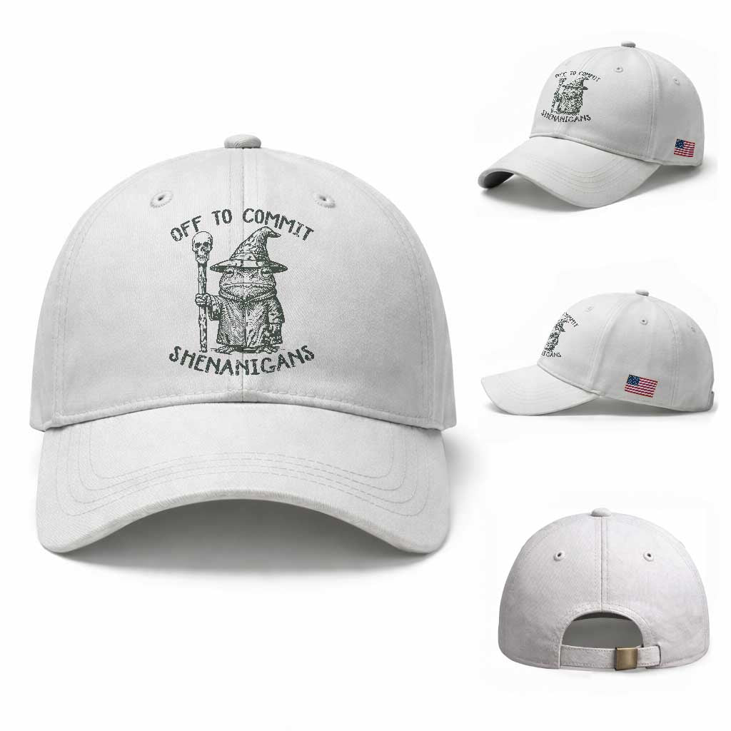 Wizard Frog Baseball Cap Funny Off to Commit Shenanigans TS10 Baseball Cap Universal Fit White Print Your Wear