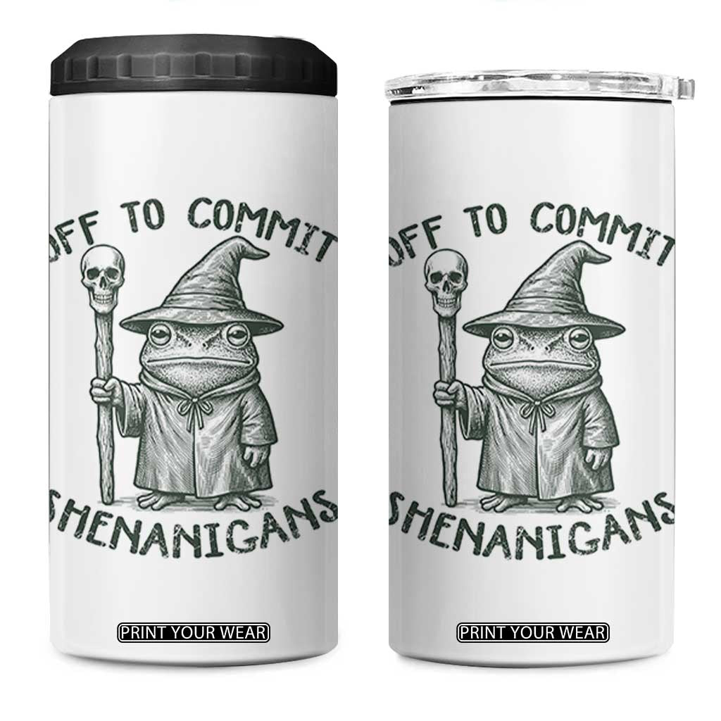 Wizard Frog 4 in 1 Can Cooler Tumbler Funny Off to Commit Shenanigans TS10 One Size: 16 oz White Print Your Wear