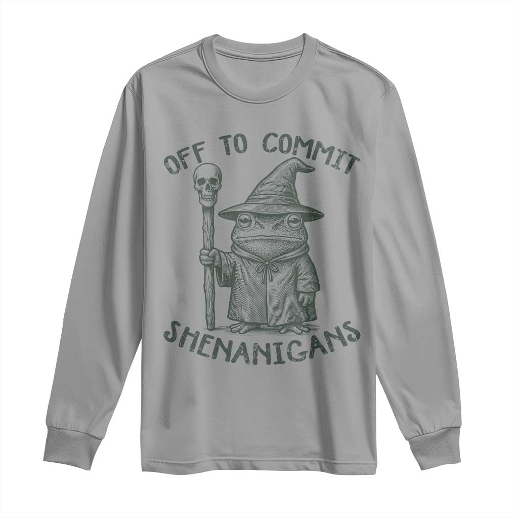 Wizard Frog Long Sleeve Shirt Funny Off to Commit Shenanigans TS10 Sport Gray Print Your Wear
