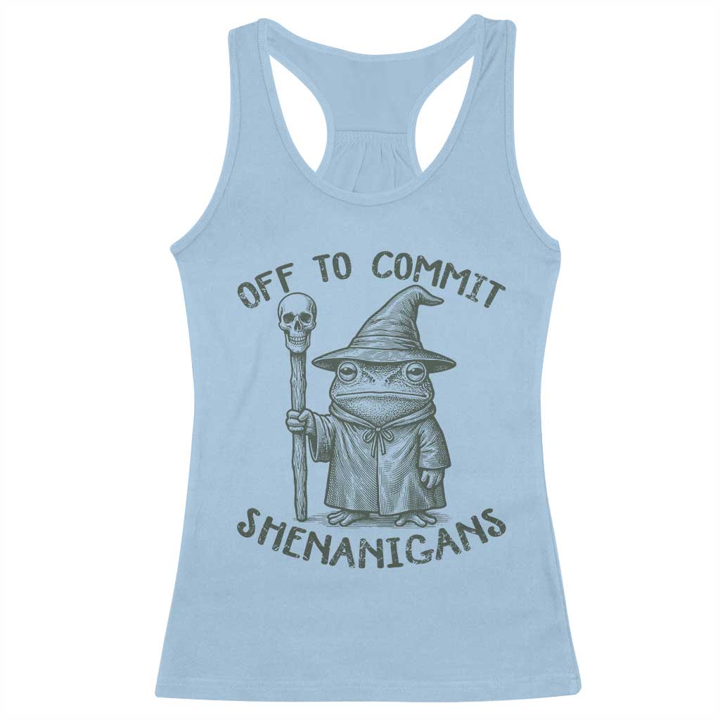 Wizard Frog Racerback Tank Top Funny Off to Commit Shenanigans TS10 Light Blue Print Your Wear