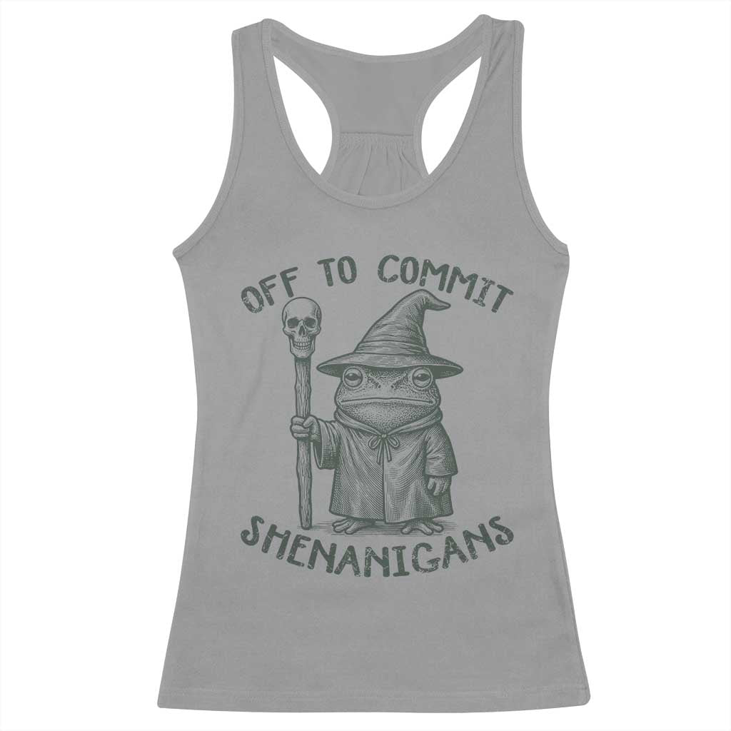 Wizard Frog Racerback Tank Top Funny Off to Commit Shenanigans TS10 Sport Gray Print Your Wear