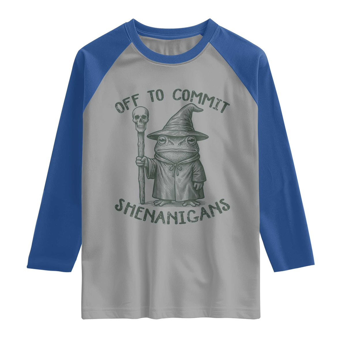 Wizard Frog Raglan Shirt Funny Off to Commit Shenanigans TS10 Sport Gray Royal Print Your Wear