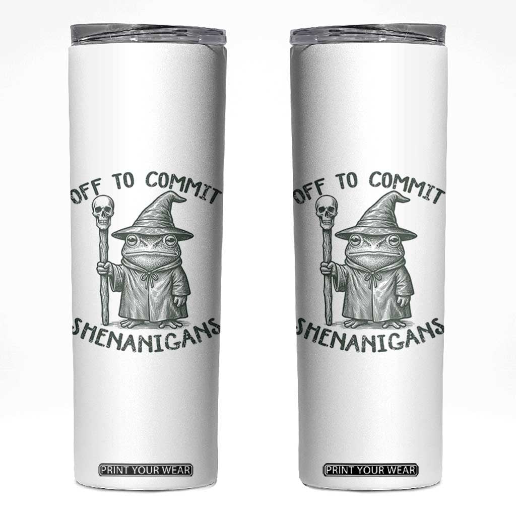 Wizard Frog Skinny Tumbler - Funny Off to Commit Shenanigans - Stainless Steel Drinkware TS10 White Print Your Wear