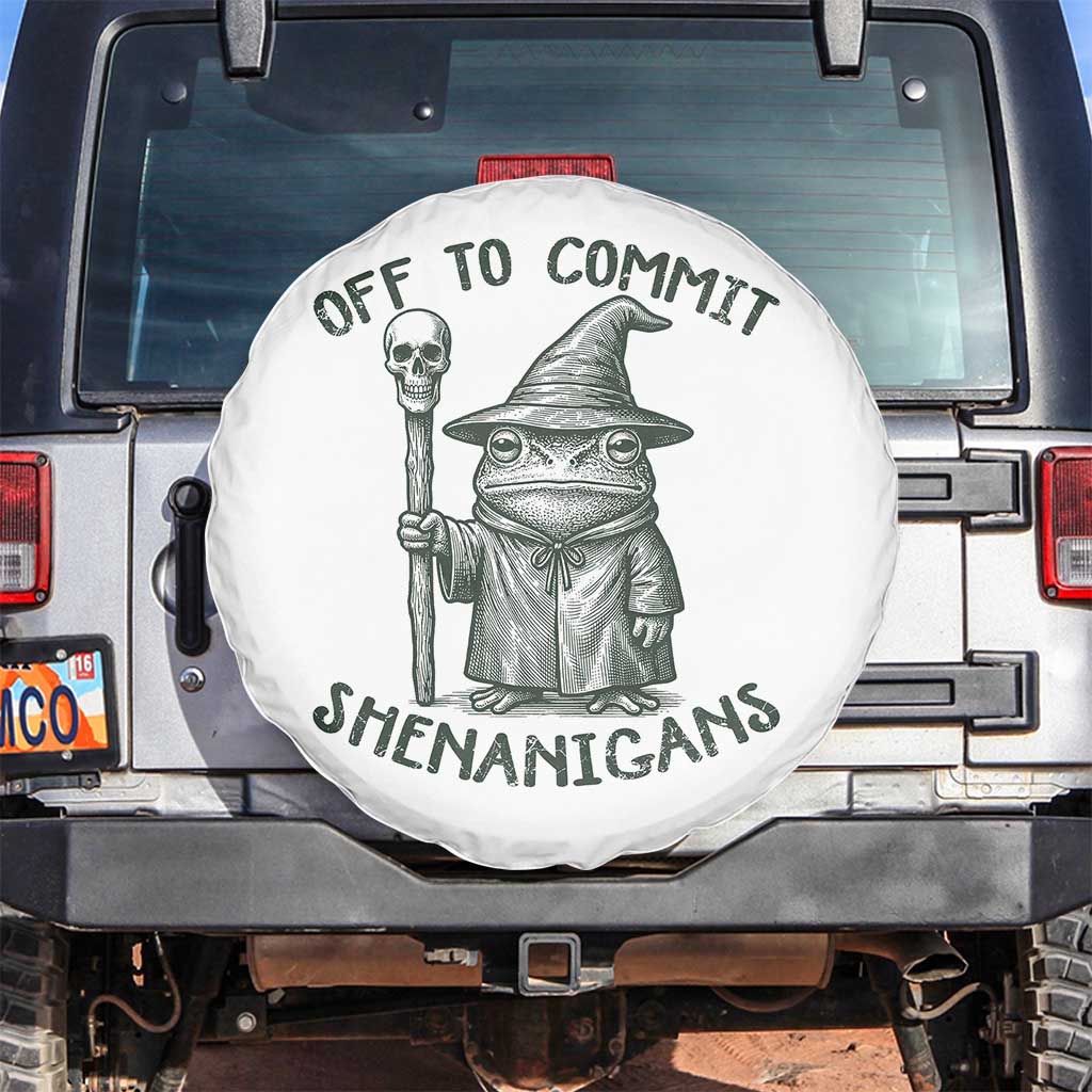 Wizard Frog Spare Tire Cover Funny Off to Commit Shenanigans TS10 No hole White Print Your Wear