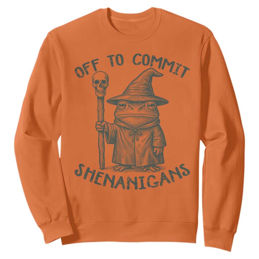 Wizard Frog Sweatshirt Funny Off to Commit Shenanigans TS10 Orange Print Your Wear