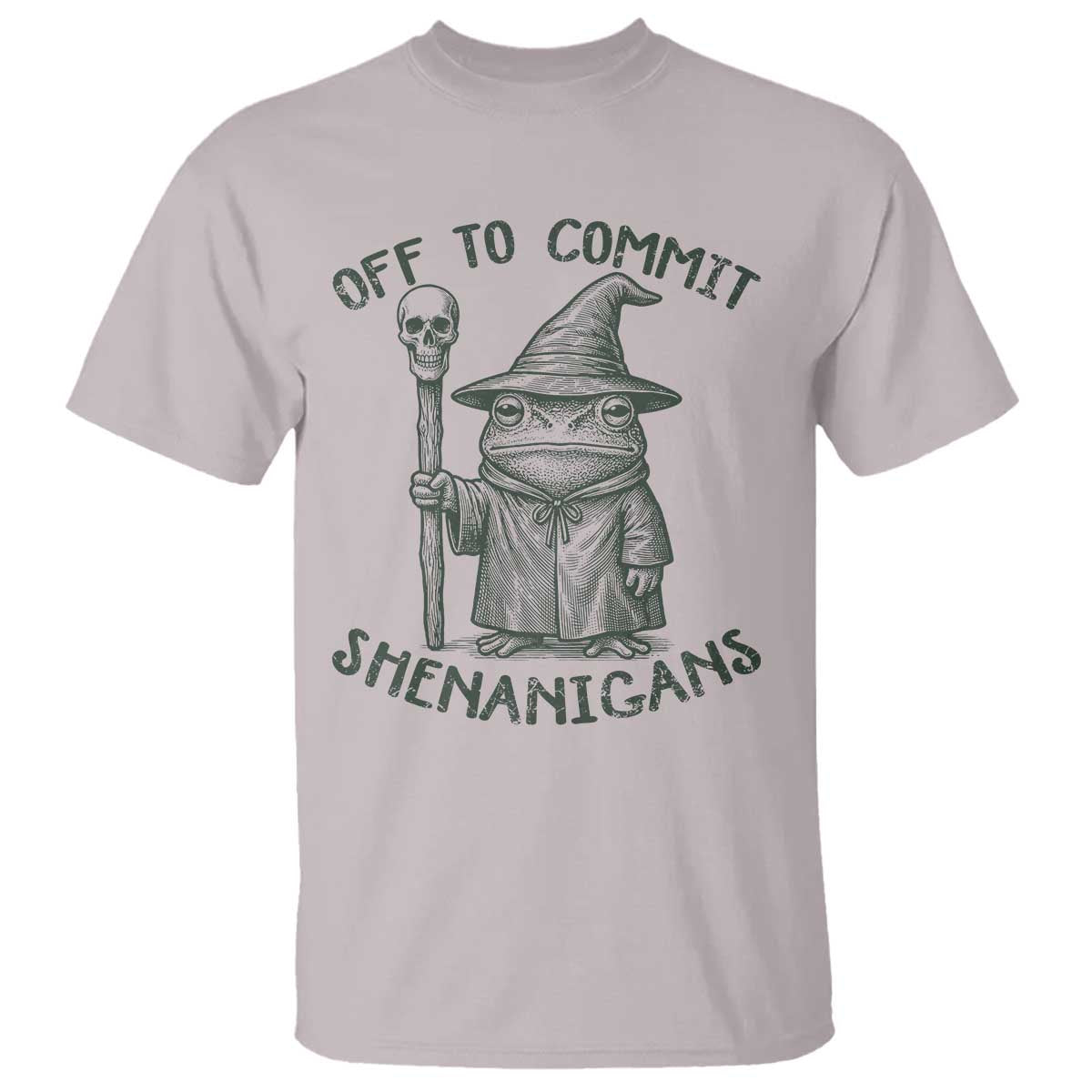 Wizard Frog T Shirt Funny Off to Commit Shenanigans TS10 Ice Gray Print Your Wear