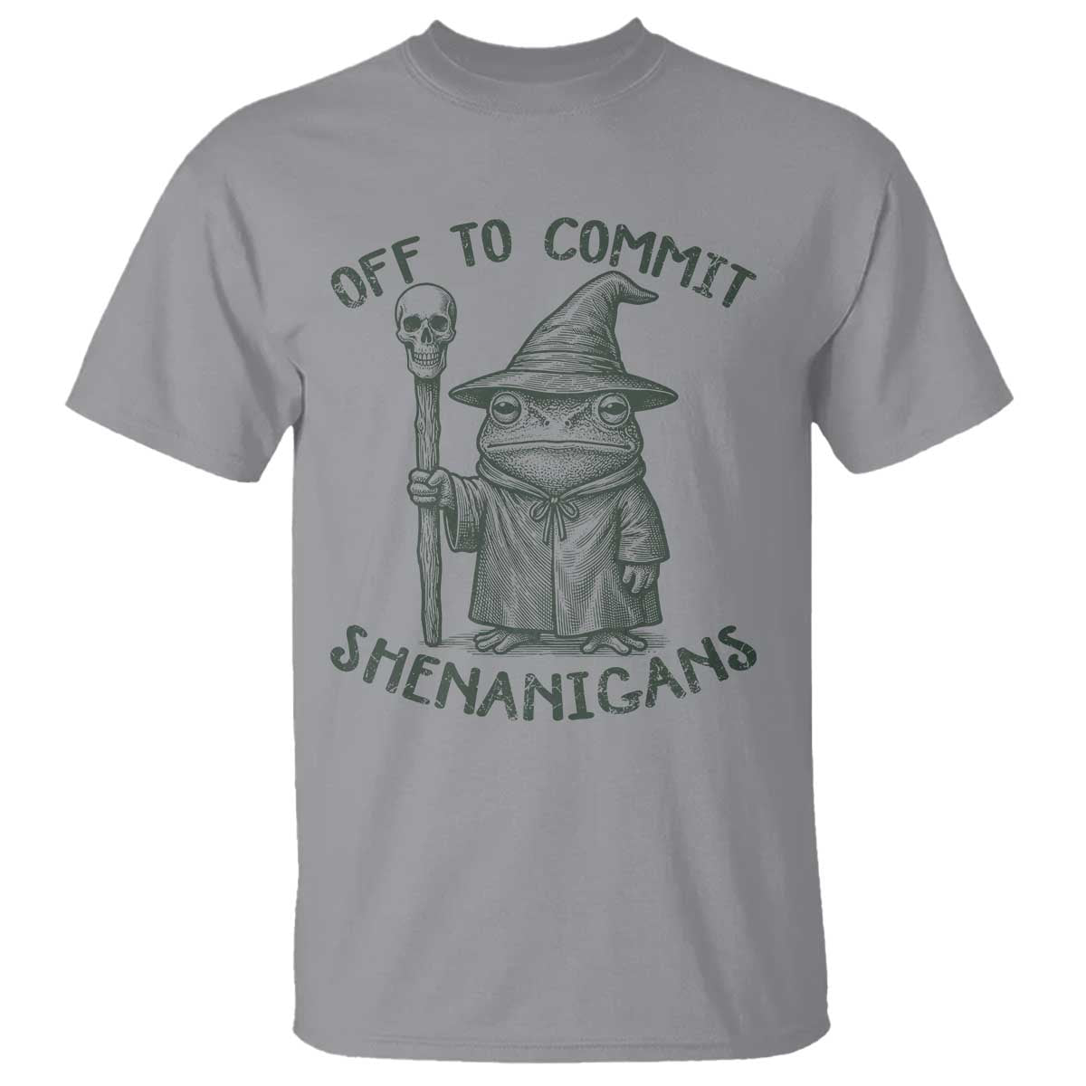 Wizard Frog T Shirt Funny Off to Commit Shenanigans TS10 Sport Gray Print Your Wear