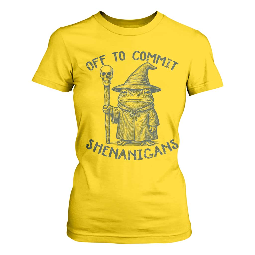 Wizard Frog T Shirt For Women Funny Off to Commit Shenanigans TS10 Daisy Print Your Wear