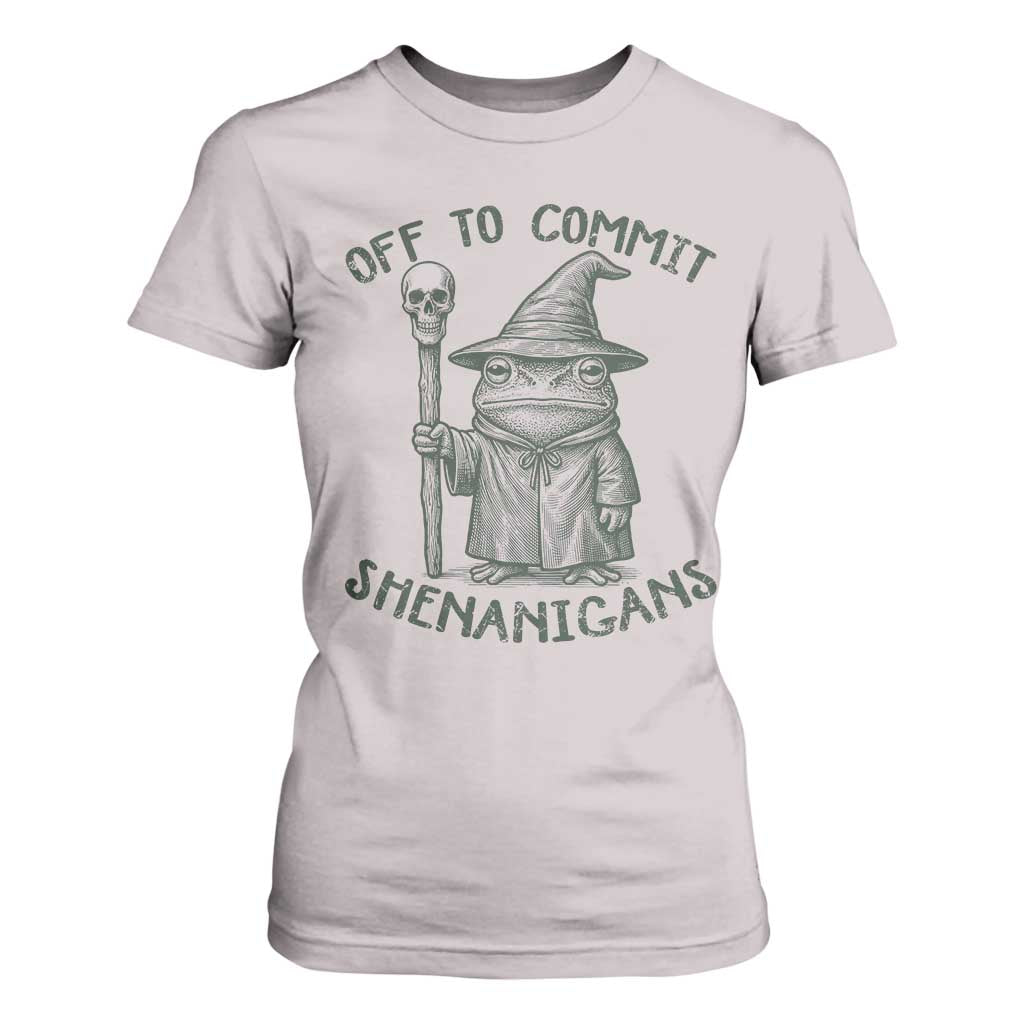 Wizard Frog T Shirt For Women Funny Off to Commit Shenanigans TS10 Ice Gray Print Your Wear
