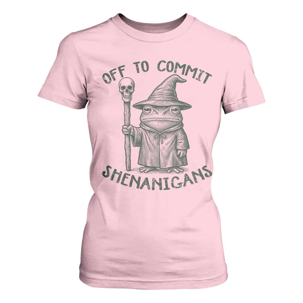 Wizard Frog T Shirt For Women Funny Off to Commit Shenanigans TS10 Light Pink Print Your Wear