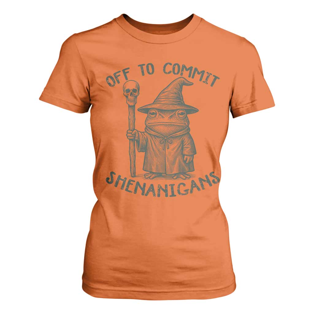 Wizard Frog T Shirt For Women Funny Off to Commit Shenanigans TS10 Orange Print Your Wear