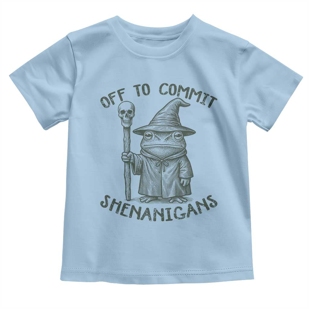 Wizard Frog Toddler T Shirt Funny Off to Commit Shenanigans TS10 Light Blue Print Your Wear