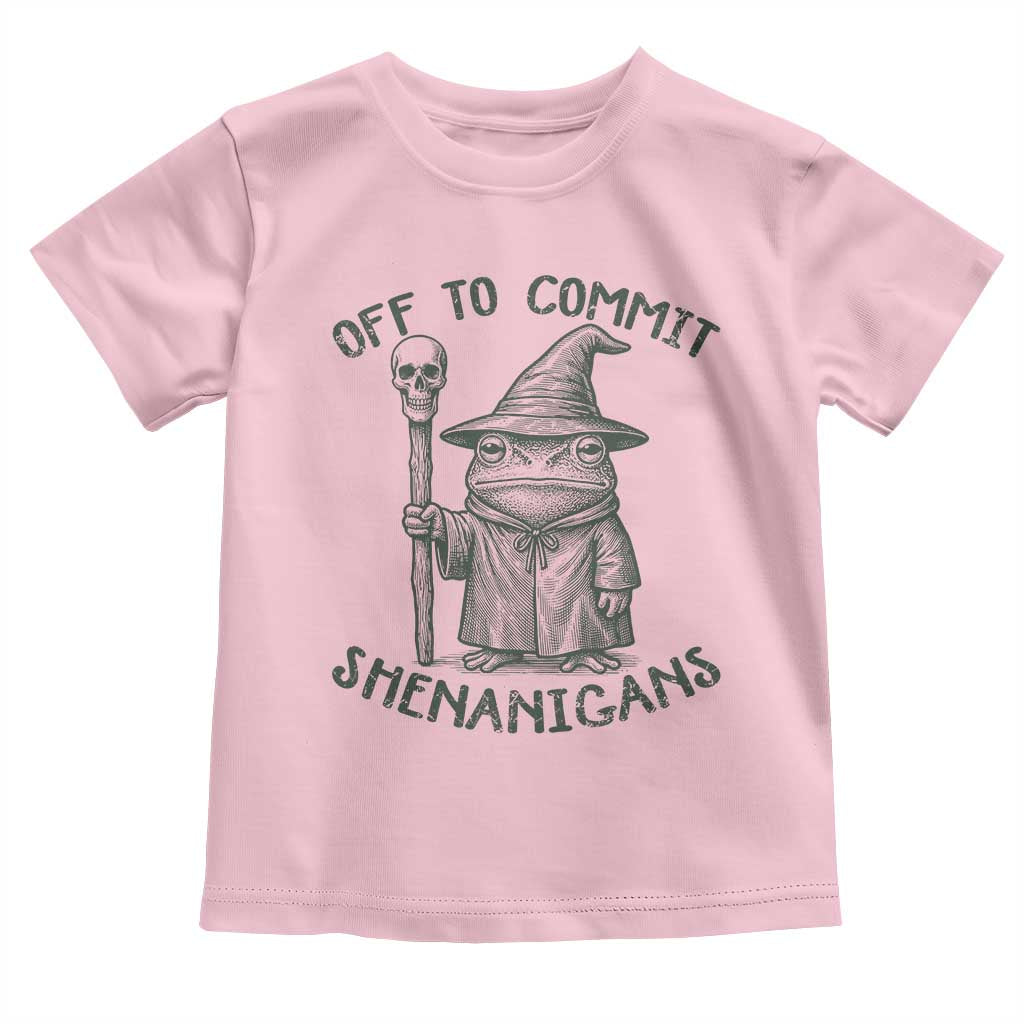 Wizard Frog Toddler T Shirt Funny Off to Commit Shenanigans TS10 Light Pink Print Your Wear
