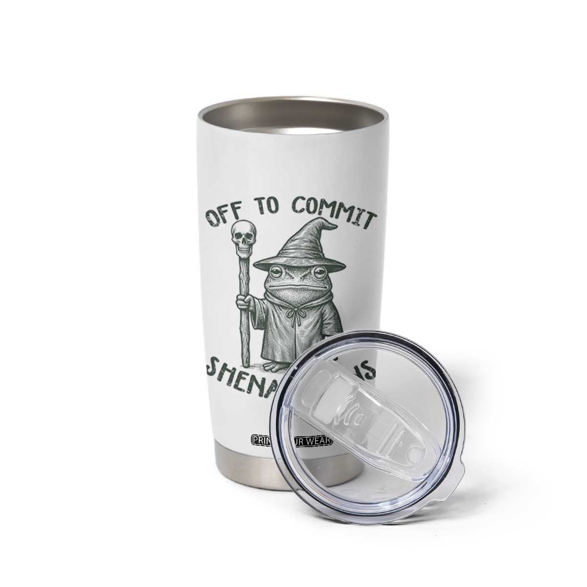 Wizard Frog Tumbler Cup Funny Off to Commit Shenanigans TS10 Print Your Wear