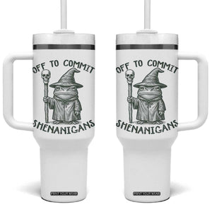 Wizard Frog Tumbler With Handle Funny Off to Commit Shenanigans TS10 One Size: 40 oz White Print Your Wear