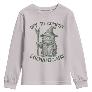 Wizard Frog Youth Sweatshirt Funny Off to Commit Shenanigans TS10 Ice Gray Print Your Wear