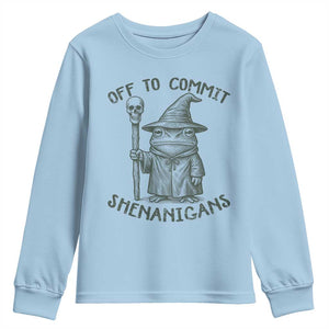 Wizard Frog Youth Sweatshirt Funny Off to Commit Shenanigans TS10 Light Blue Print Your Wear
