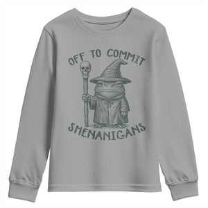 Wizard Frog Youth Sweatshirt Funny Off to Commit Shenanigans TS10 Sport Gray Print Your Wear
