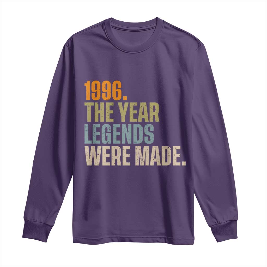 30th Birthday Gift For Men Long Sleeve Shirt Vintage 1996 30 Years Old Birthday TS10 Purple Print Your Wear